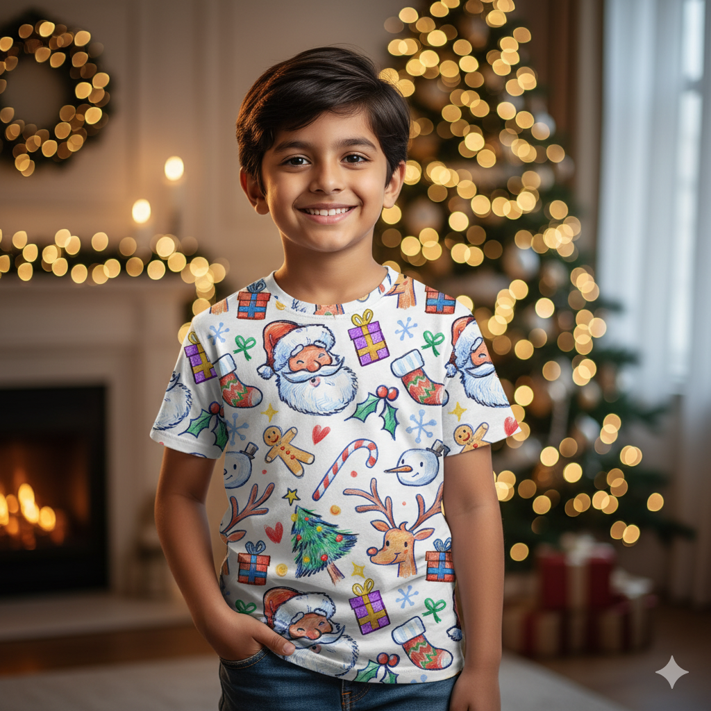Christmas Doodles - Kids AOP T-Shirt