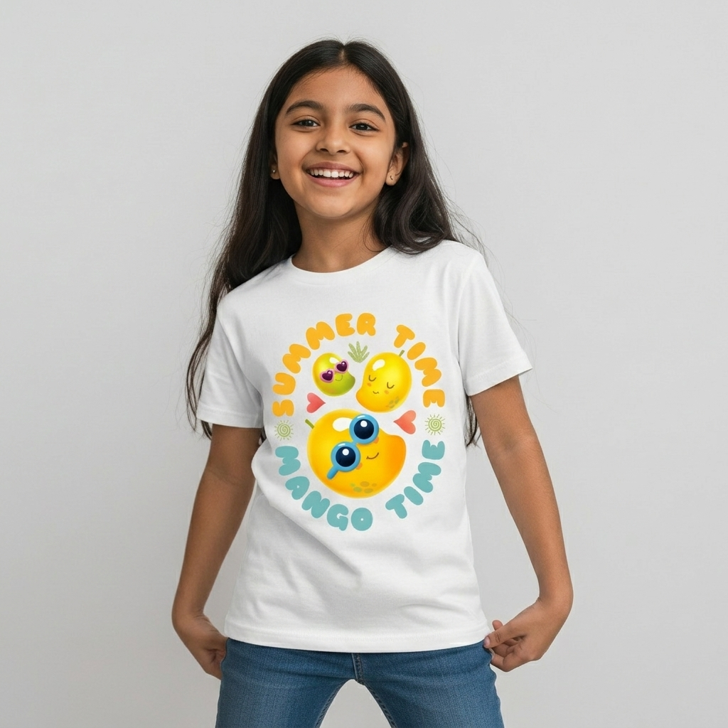 Summer time, Mango Time - Kids Crew Neck T-Shirt