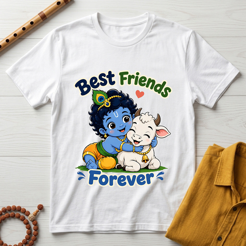 Krishna Best Friends Forever - Kids Crew Neck T-Shirt
