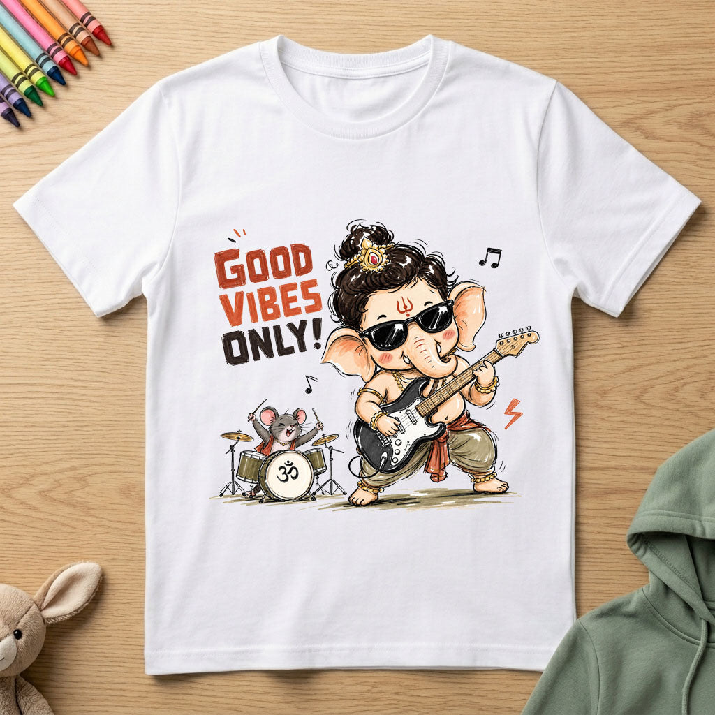 Ganesh Good Vibes Only - Kids Crew Neck T-Shirt