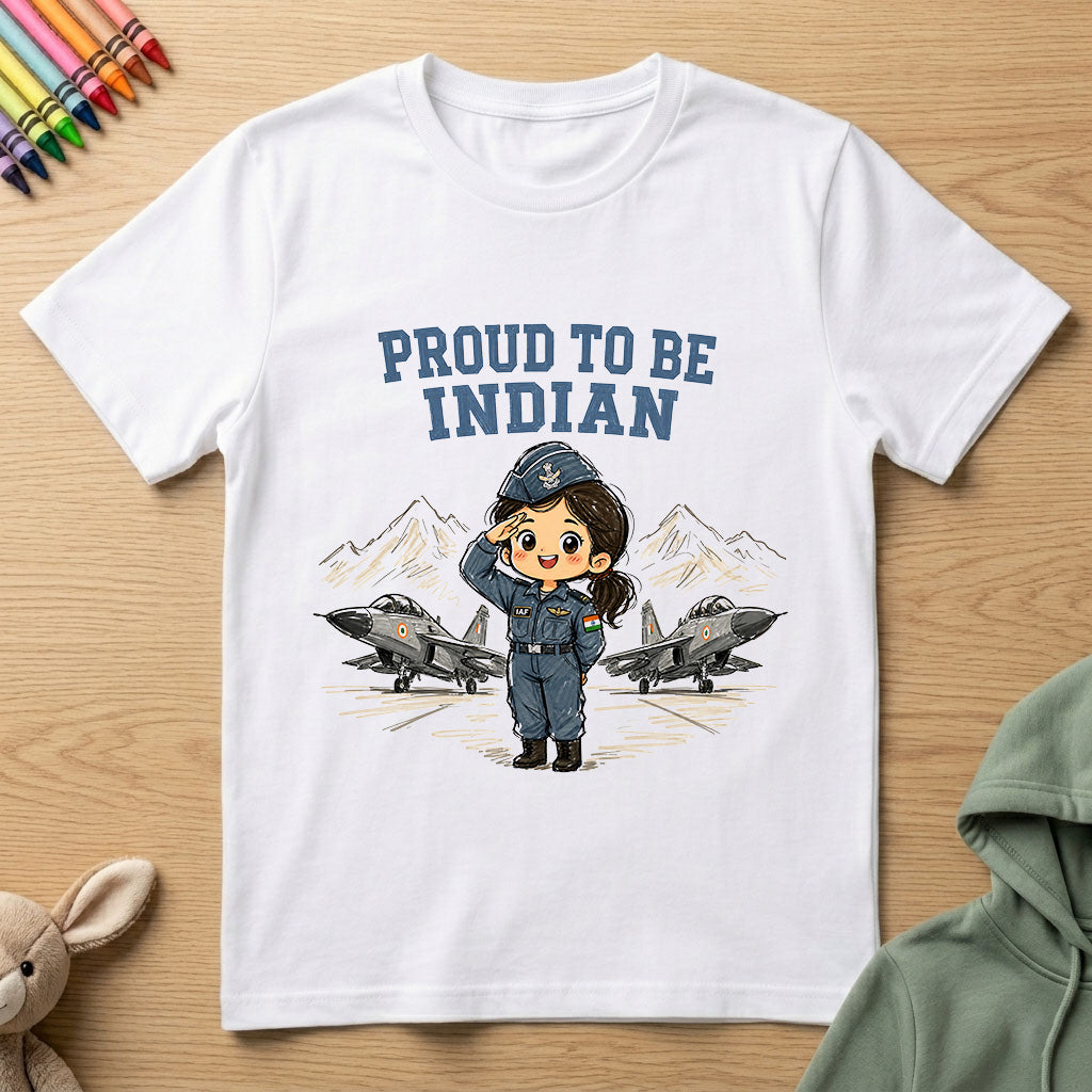 Air Force - Proud to Be Indian - Kids Crew Neck T-Shirt