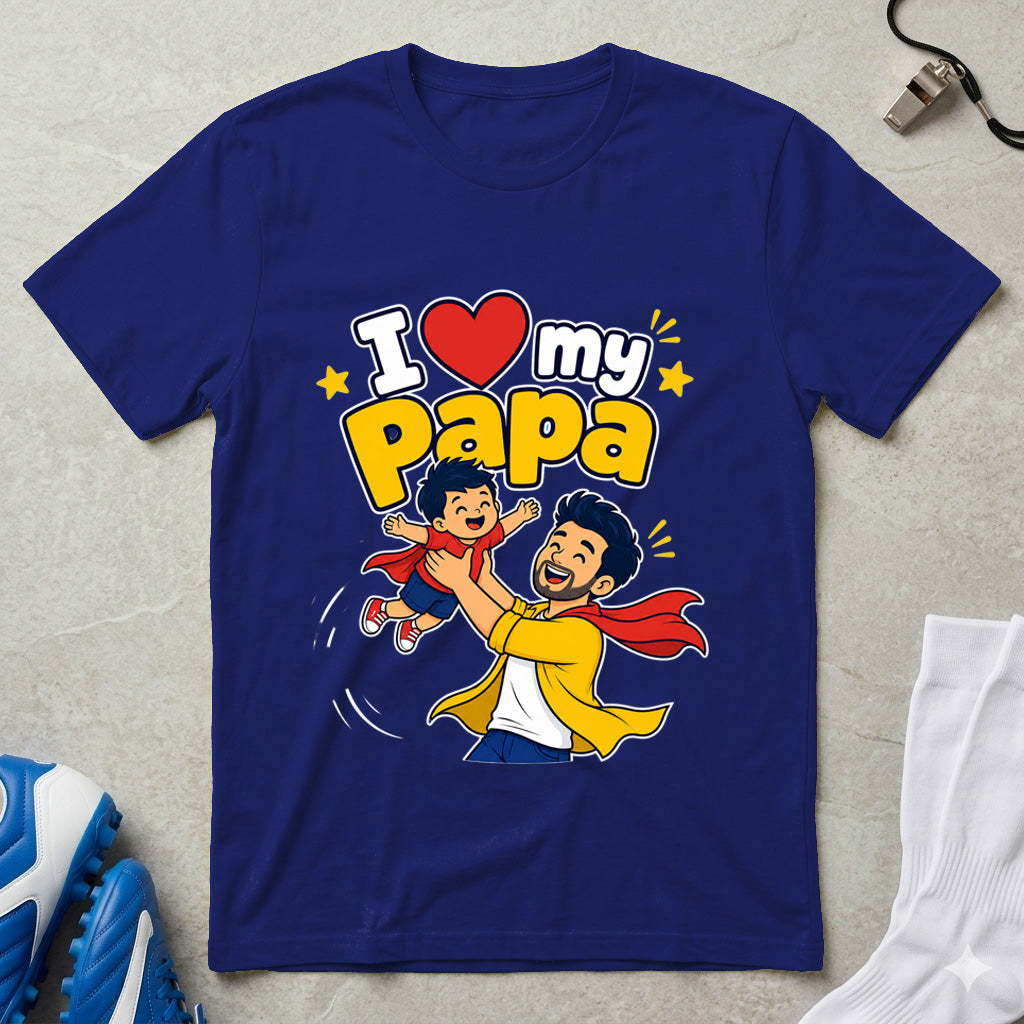 I Love my Papa - Kids Crew Neck T-Shirt