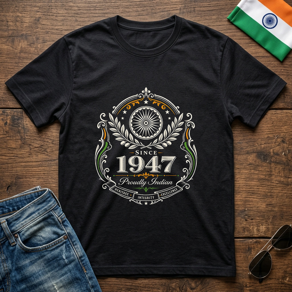 Proudly Indian since 1947 - Unisex Classic Crew T-Shirt