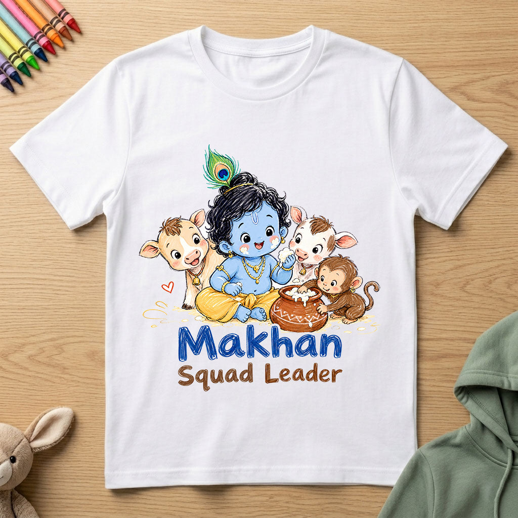 Makhan Squad Leader - Kids Crew Neck T-Shirt