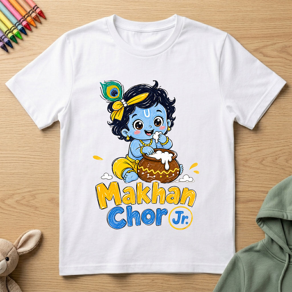 Makhan Chor Jr. - Kids Crew Neck T-Shirt