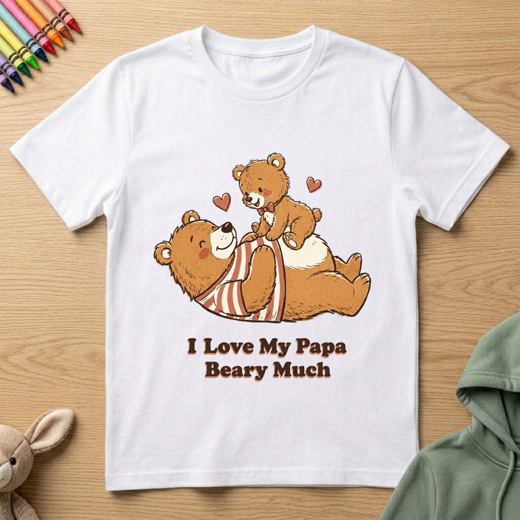I Love My Papa Beary Much - Kids Crew Neck T-Shirt
