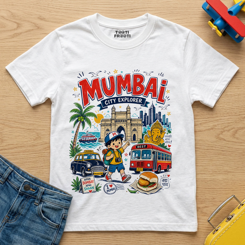 Mumbai city explorer - Kids Crew Neck T-Shirt
