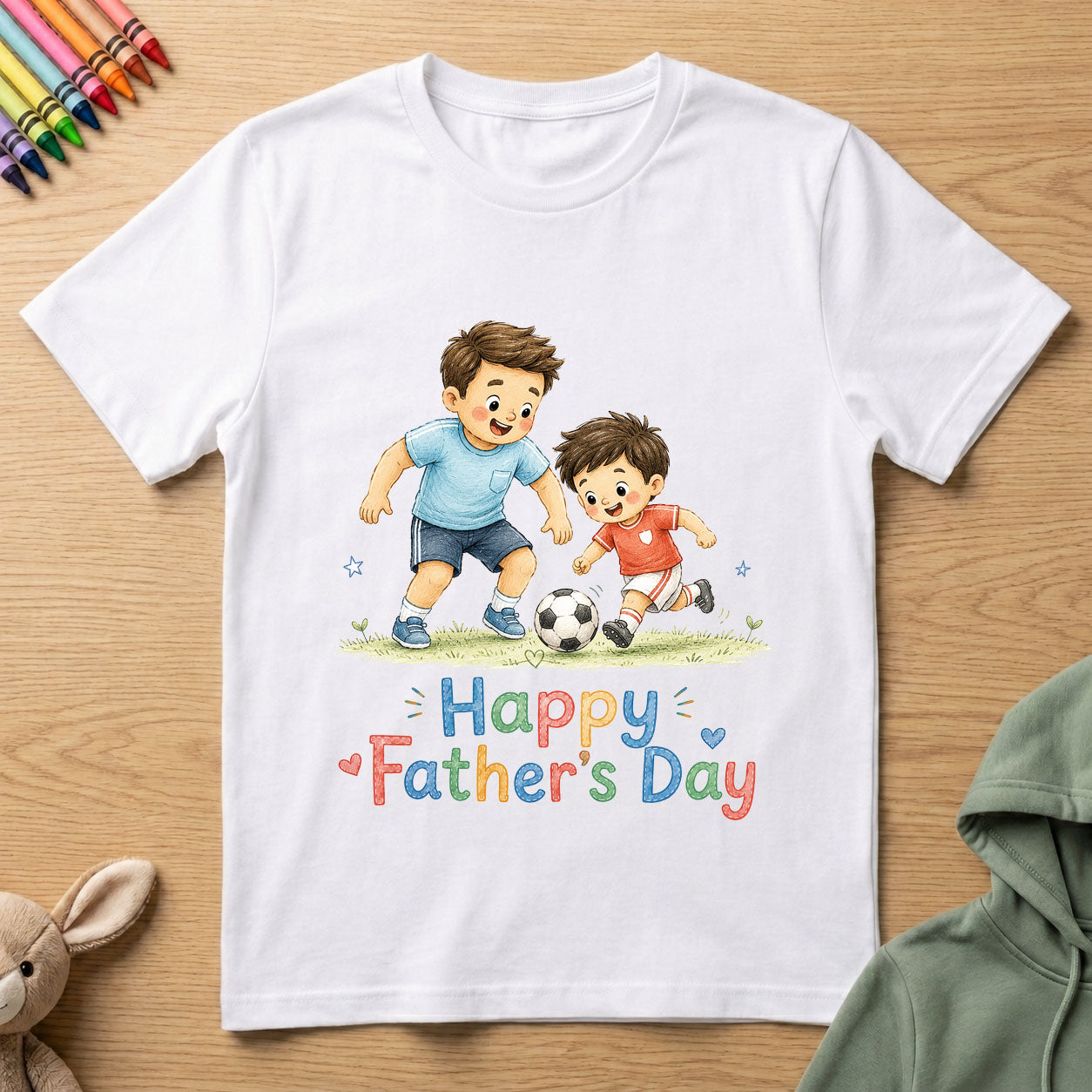 Happy Fathers Day - Soccer - Kids Crew Neck T-Shirt