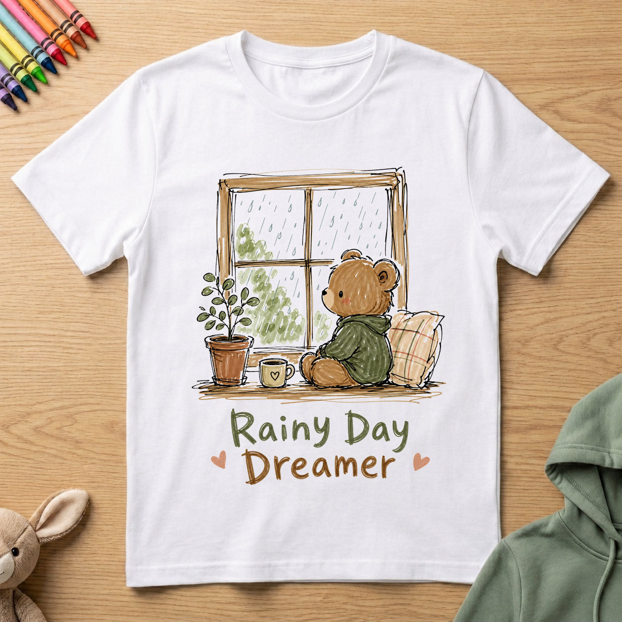 Rainy Day Dreamer - Kids Crew Neck T-Shirt
