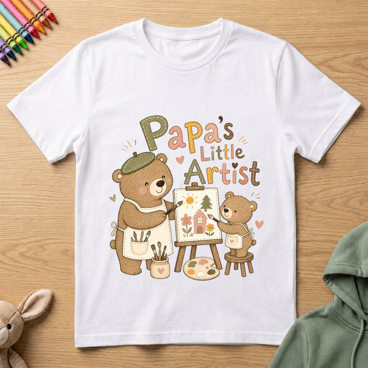Papa's Little Artist - Kids Crew Neck T-Shirt