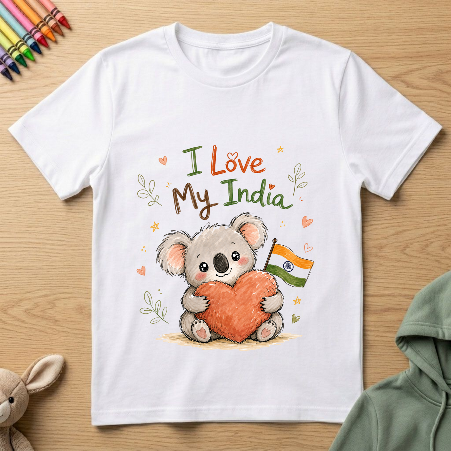 I Love My India Koala - Kids Crew Neck T-Shirt