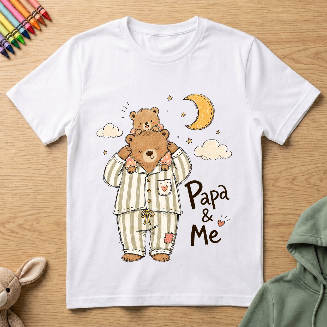 Papa and Me - Bedtime - Kids Crew Neck T-Shirt