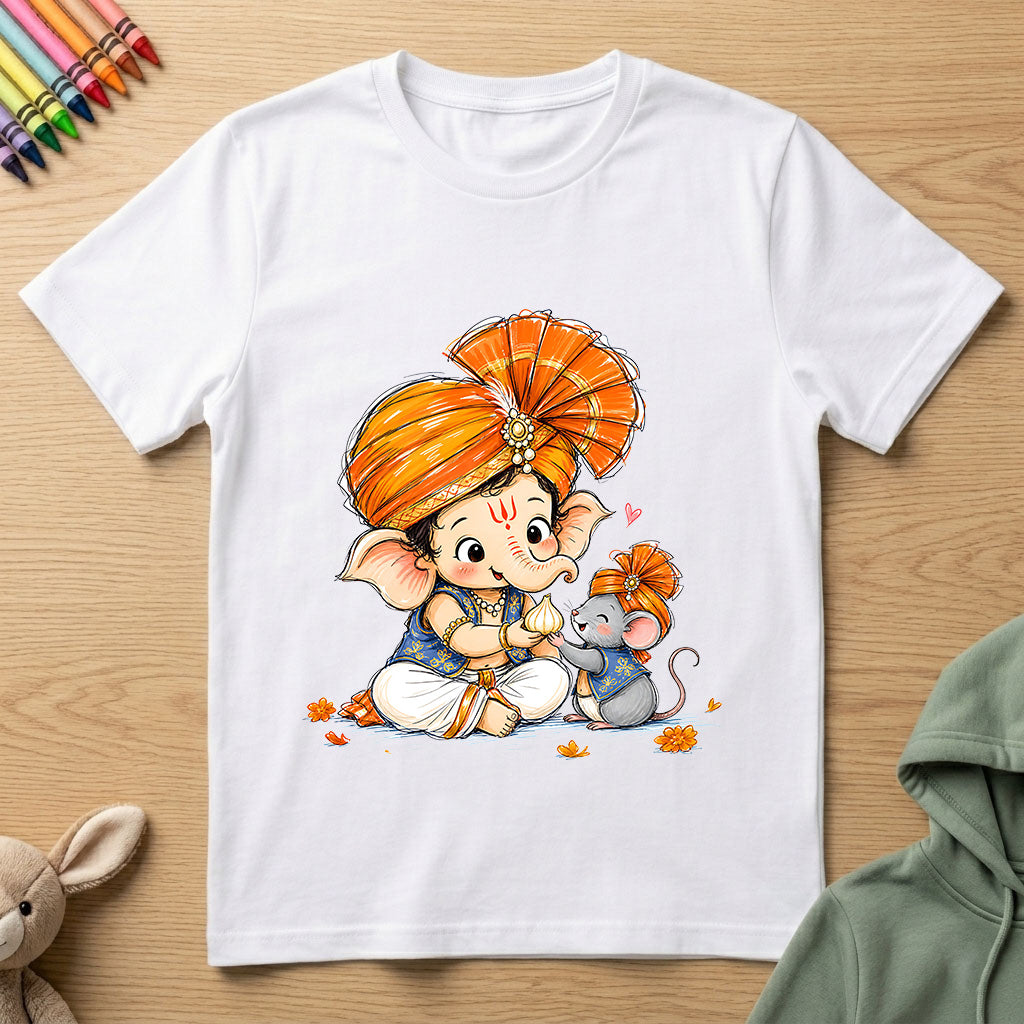Ganesha Modak Lovers - Kids Crew Neck T-Shirt