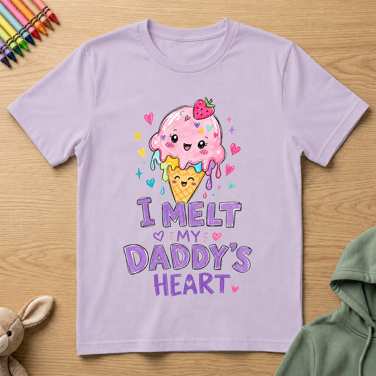 I melt my Daddy's Heart - Kids Crew Neck T-Shirt