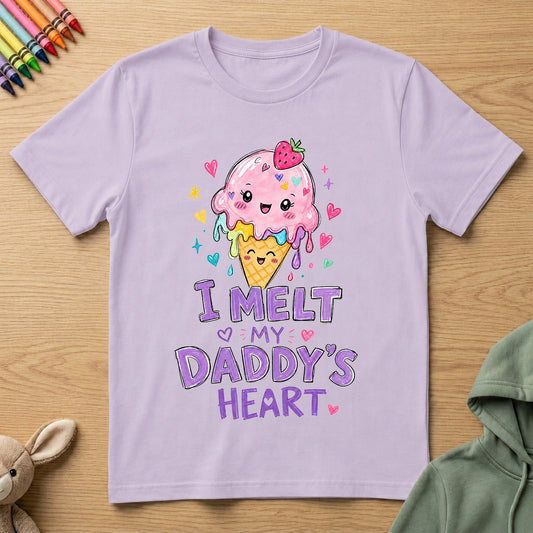 I melt my Daddy's Heart - Kids Crew Neck T-Shirt