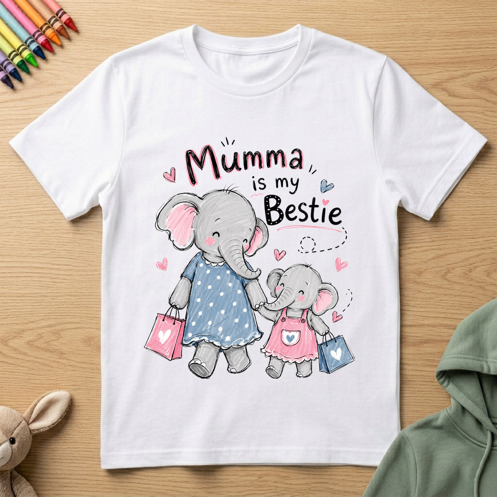 Mumma is my Bestie - Kids Crew Neck T-Shirt