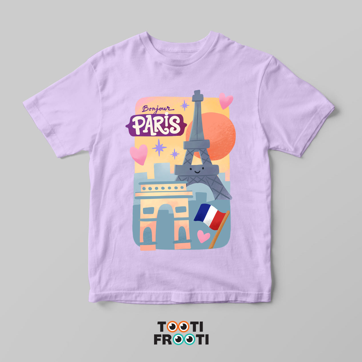 Bonjour Paris - Kids Crew Neck T-Shirt