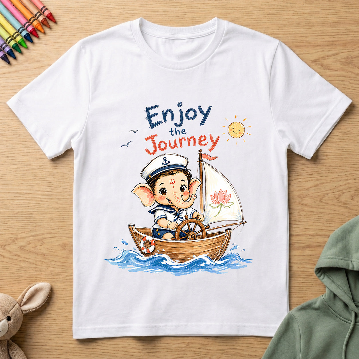 Ganesha Enjoy the JourneyCrew Neck T-Shirt