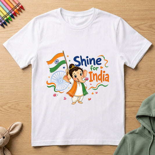 Ganesha Shine for India - Kids Crew Neck T-Shirt