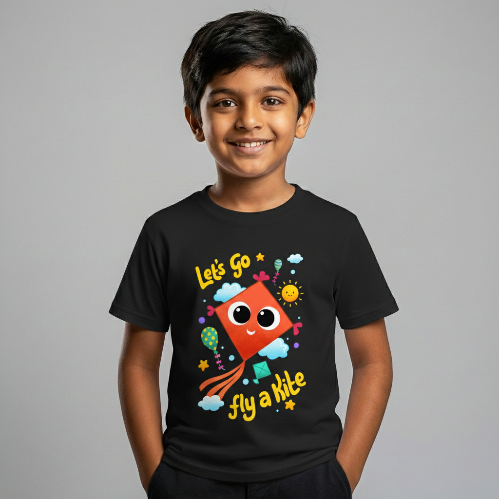 Let's go fly a kite - Kids Crew Neck T-Shirt