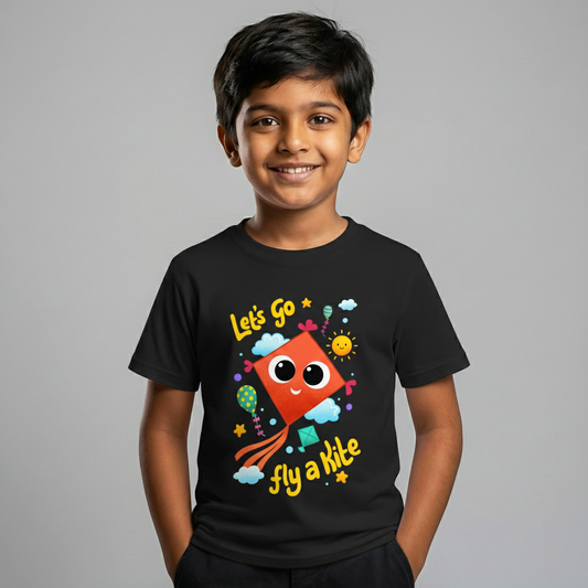 Let's go fly a kite - Kids Crew Neck T-Shirt