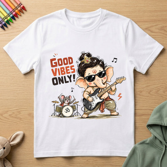 Ganesh Good Vibes Only - Kids Crew Neck T-Shirt