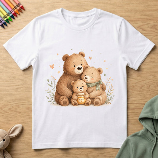Bear Family - Kids Crew Neck T-Shirt