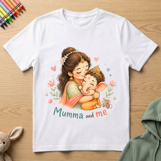 Mumma and Me - Baby Ganesha 1 - Kids Crew Neck T-Shirt
