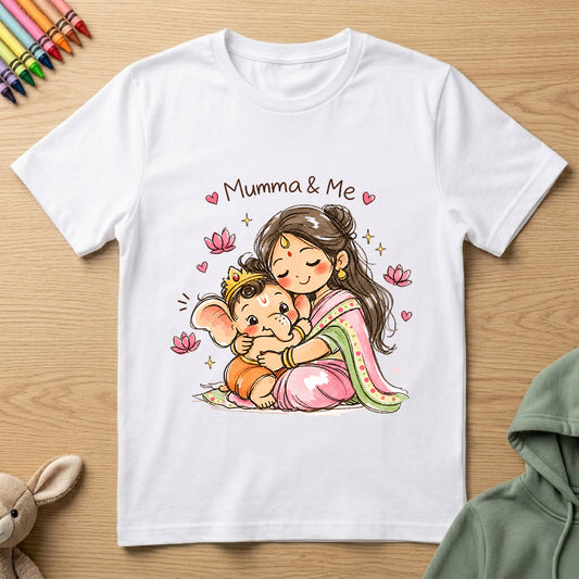 Mumma and Me - Baby Ganesha 3 - Kids Crew Neck T-Shirt