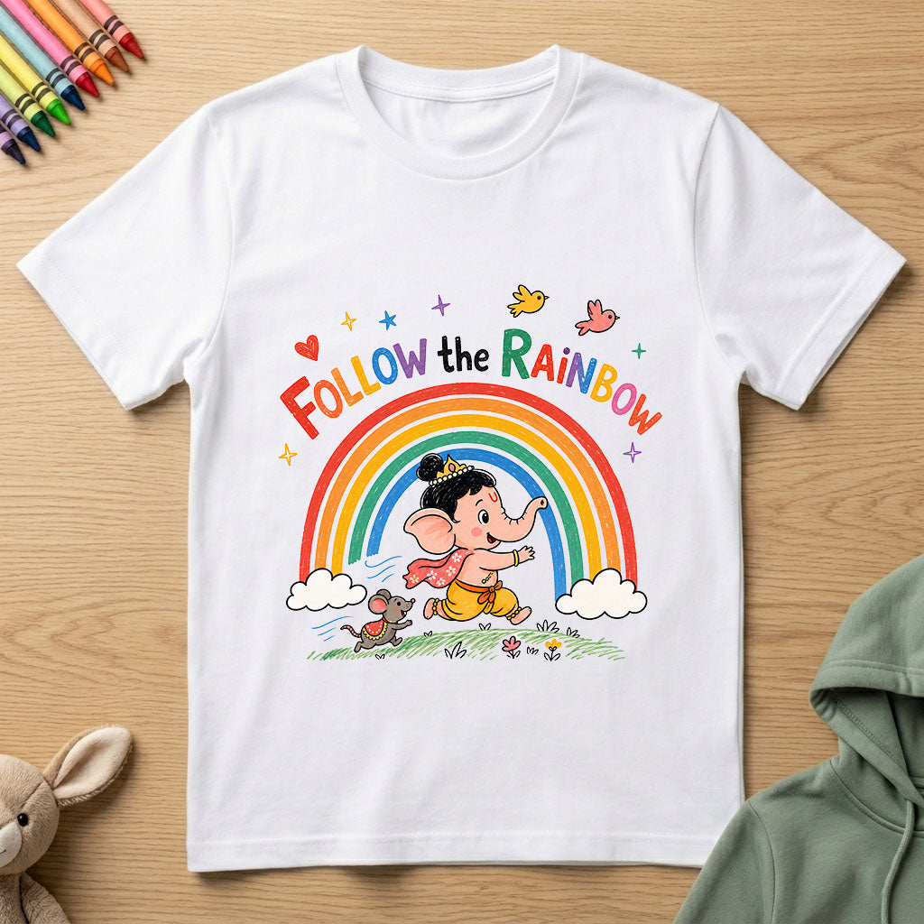 Ganesha - Follow the rainbow - Kids Crew Neck T-Shirt
