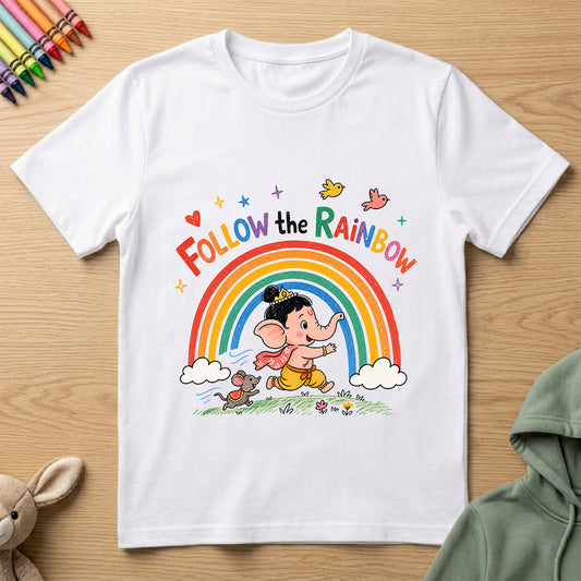 Ganesha - Follow the rainbow - Kids Crew Neck T-Shirt