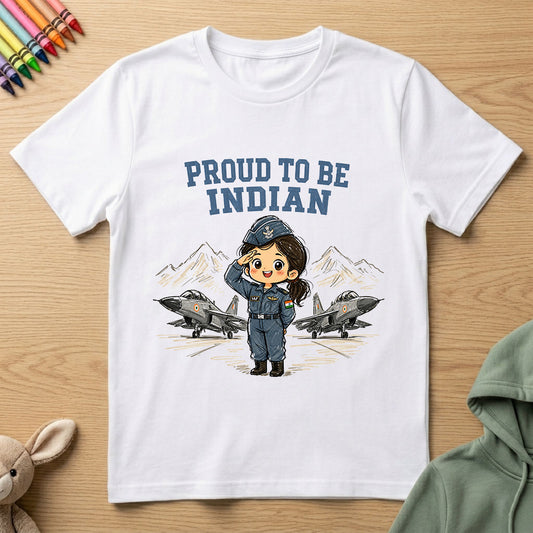 Air Force - Proud to Be Indian - Kids Crew Neck T-Shirt