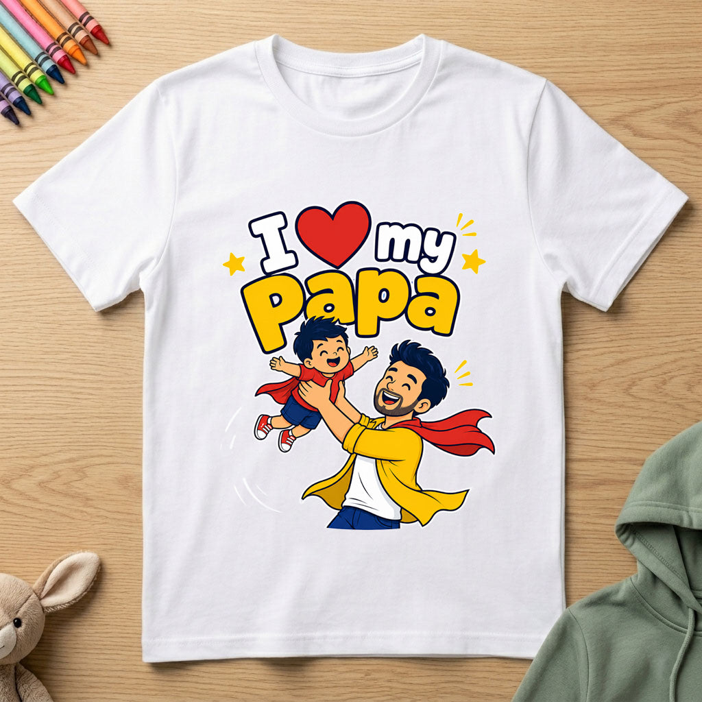 I Love my Papa - Kids Crew Neck T-Shirt