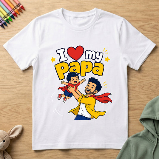 I Love my Papa - Kids Crew Neck T-Shirt
