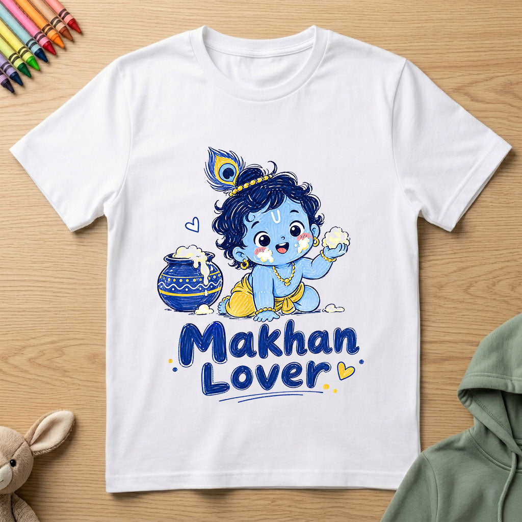 Krishna Makhan Lover - Kids Crew Neck T-Shirt