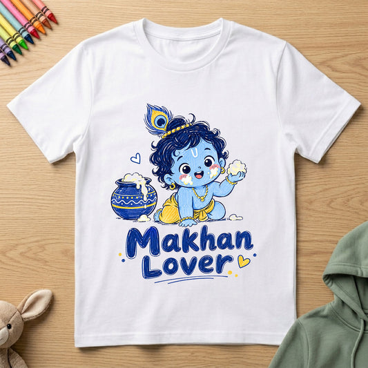Krishna Makhan Lover - Kids Crew Neck T-Shirt