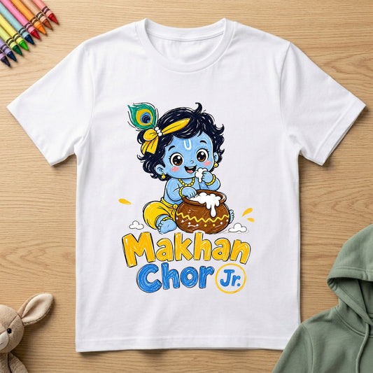 Makhan Chor Jr. - Kids Crew Neck T-Shirt