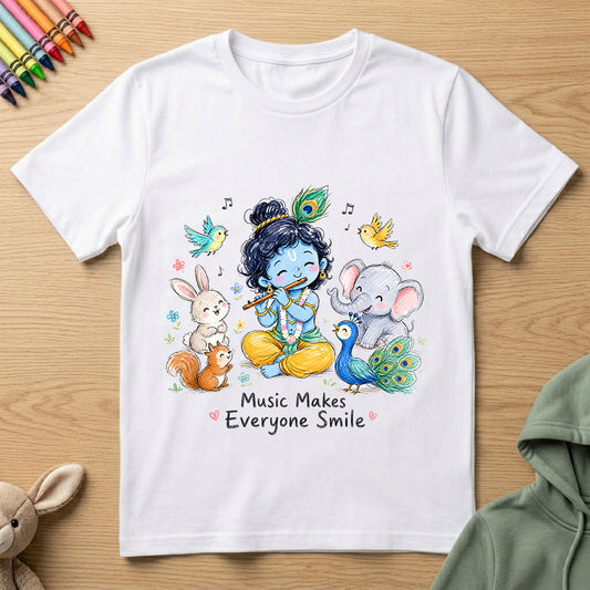 Music makes Everyone Smile - Kids Crew Neck T-Shirt