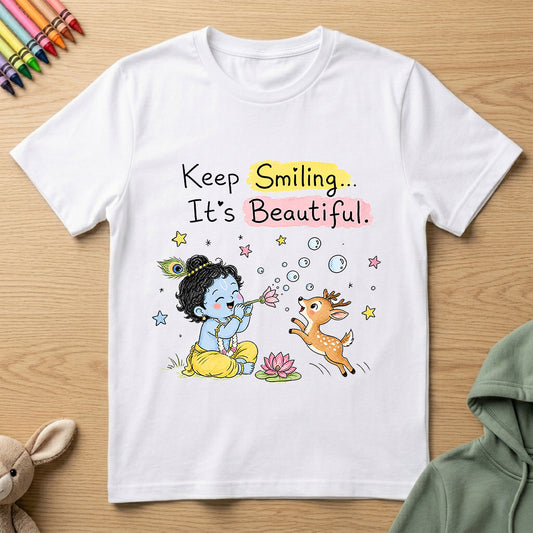Krishna Keep Smiling - Kids Crew Neck T-Shirt
