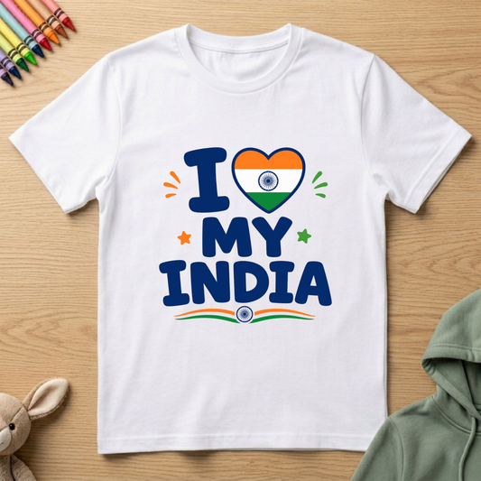 I Love My India - Kids Crew Neck T-Shirt