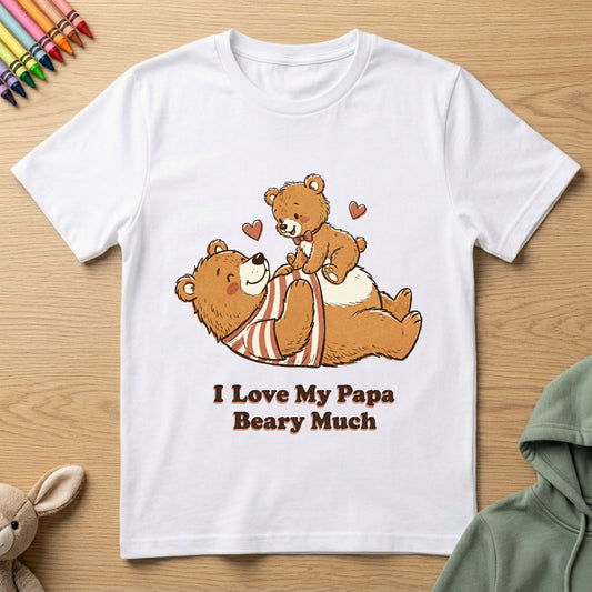 I Love My Papa Beary Much - Kids Crew Neck T-Shirt