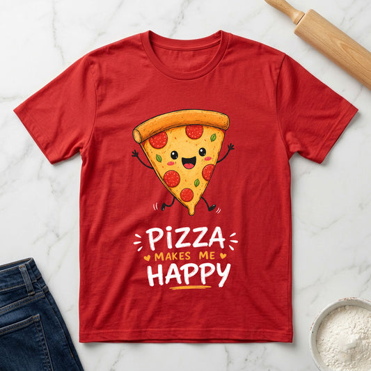 Pizza Makes Me Happy - Kids Crew Neck T-Shirt