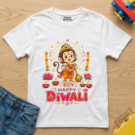 Hanuman Happy Diwali 1  -Kids Crew Neck T-Shirt