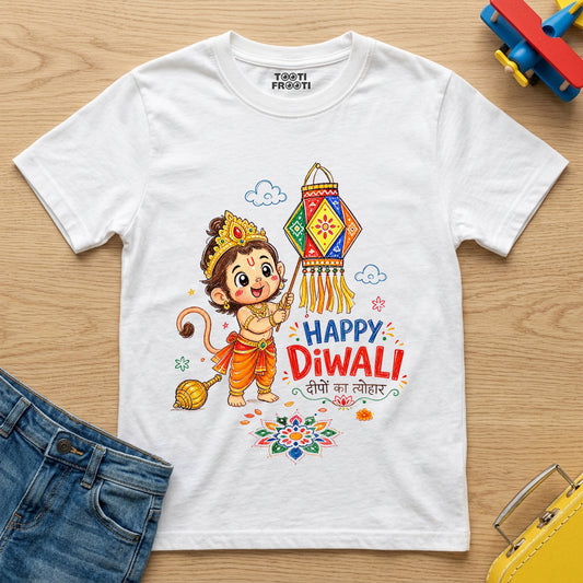 Hanuman Happy Diwali 2 - Kids Crew Neck T-Shirt