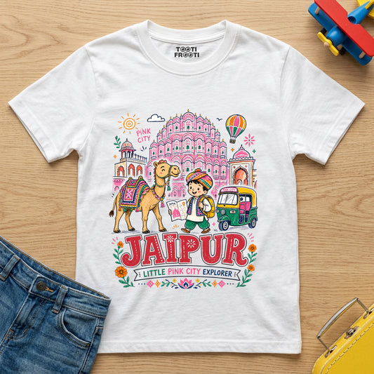 Jaipur Pink city explorer - Kids Crew Neck T-Shirt