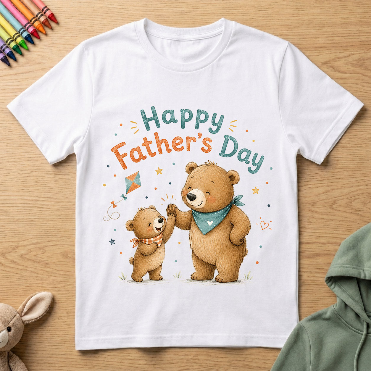 Happy Fathers Day - Bear - Kids Crew Neck T-Shirt