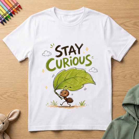 Stay Curious - Kids Crew Neck T-Shirt