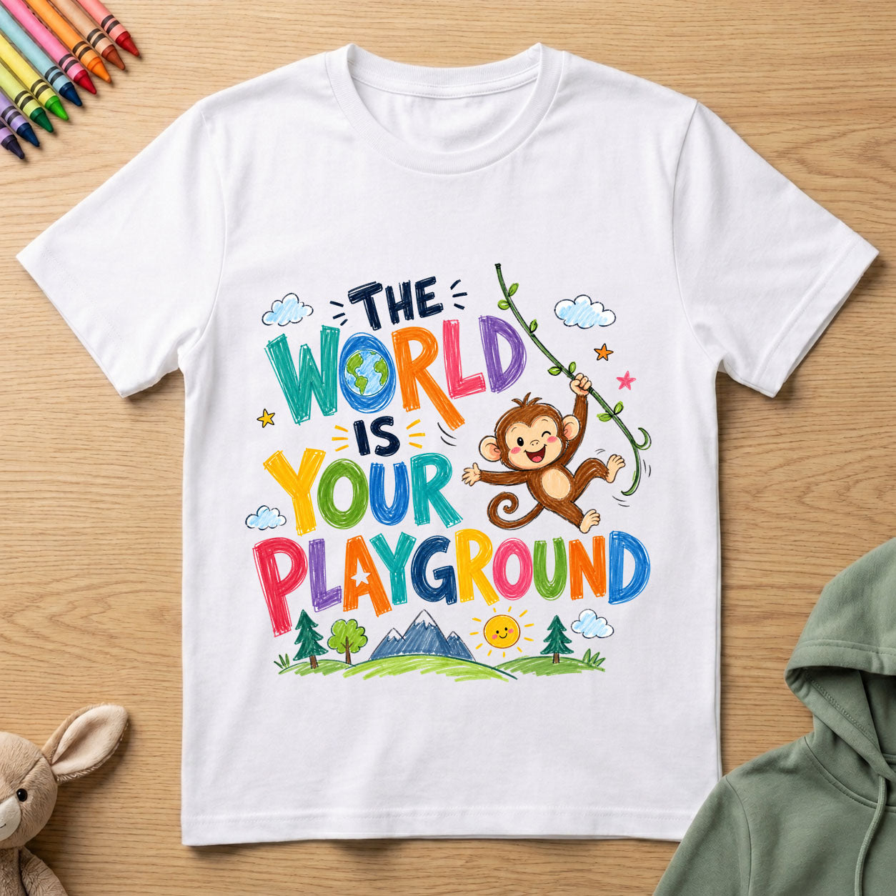 World is your Playground - kids Crew Neck T-Shirt