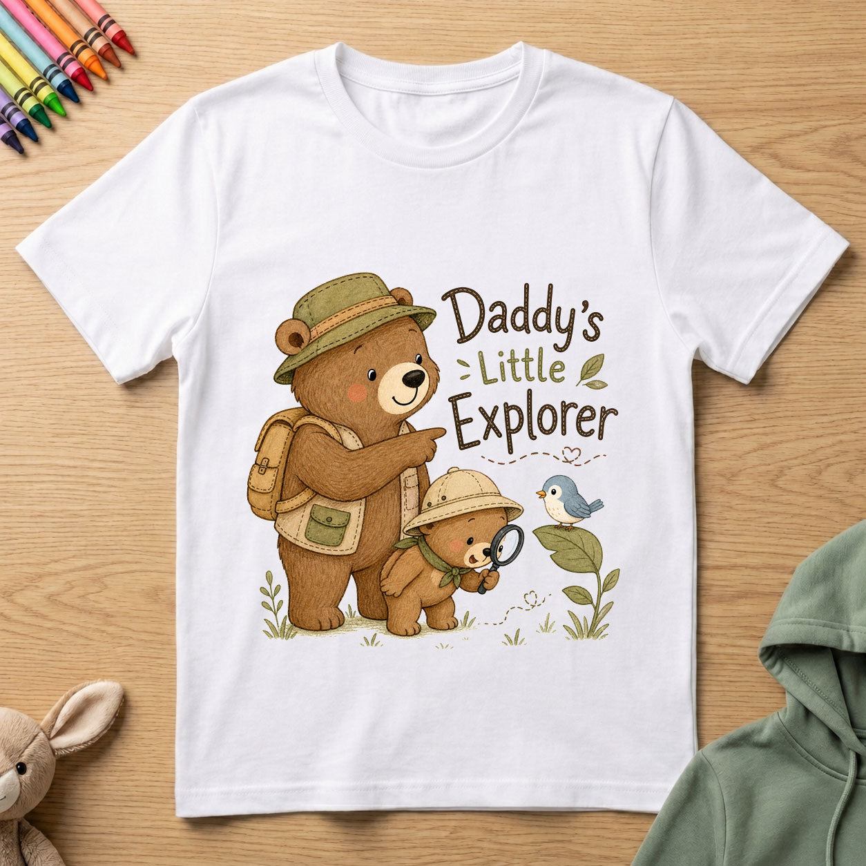 Daddy's Little Explorer - Kids Crew Neck T-Shirt