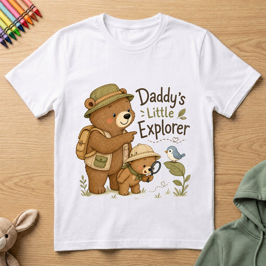Daddy's Little Explorer - Kids Crew Neck T-Shirt